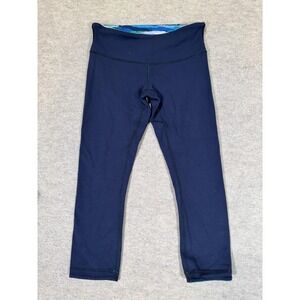 Lululemon Leggings Womens 6 Blue Capri Reversible Yoga Athletic Gym Running